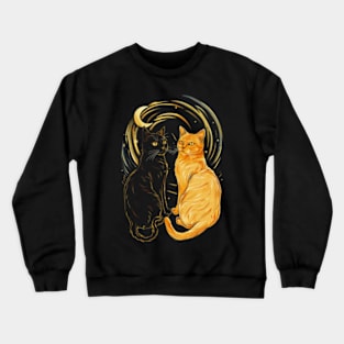 cat and moon Crewneck Sweatshirt